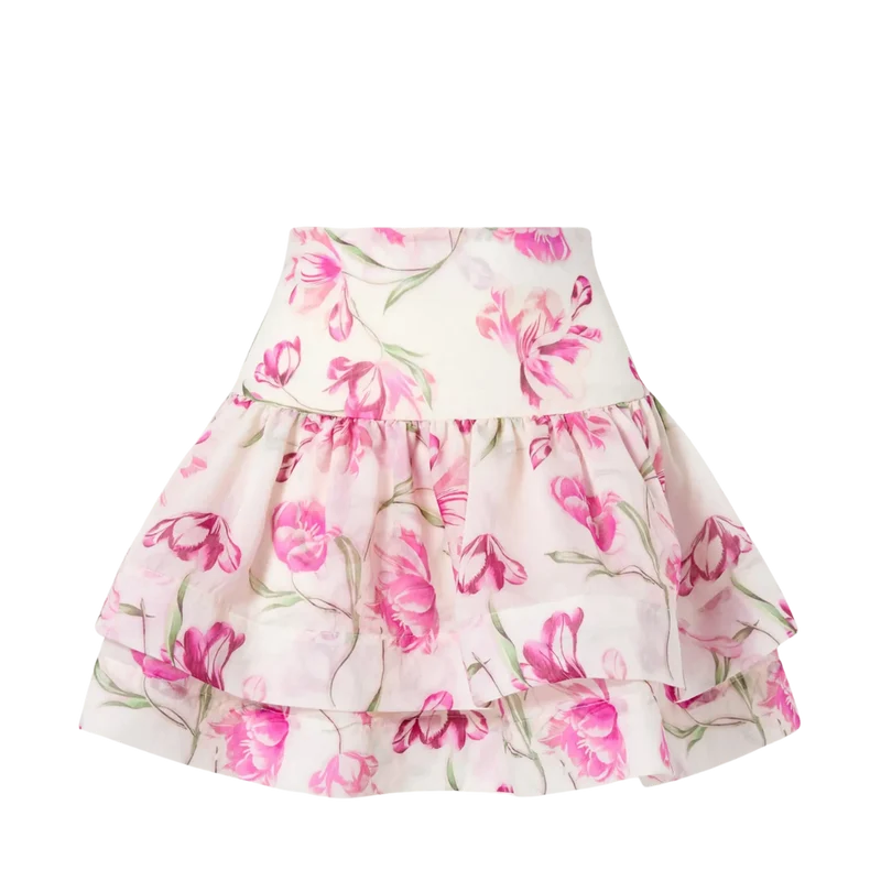 Fantine Ruffled Mini Skirt - Tulip Pink