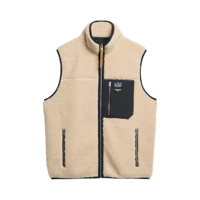 Vintage Retro Fleece Gilet - 1LG Oatmeal Beige