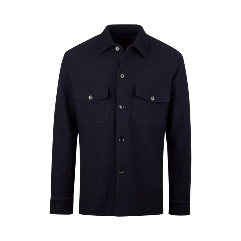 Overshirt Knitted Felted Wool - Navy