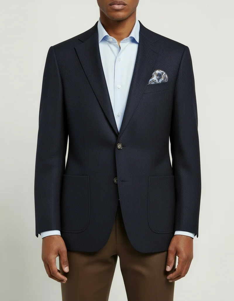 SAND Sherman Hopsack Blazer - Navy