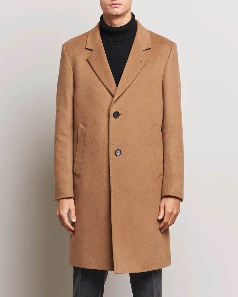 OSCAR JACOBSON Shaw Cashmere Coat - Camel