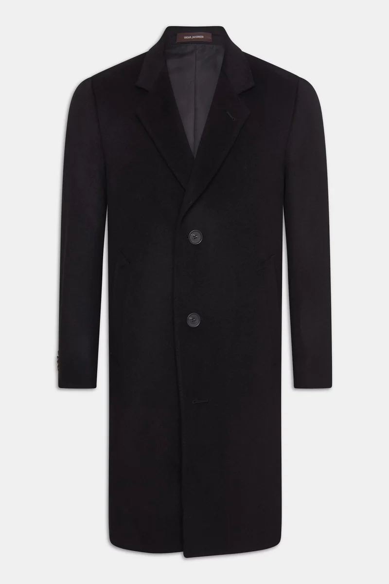 OSCAR JACOBSON Shaw Cashmere Coat - Black