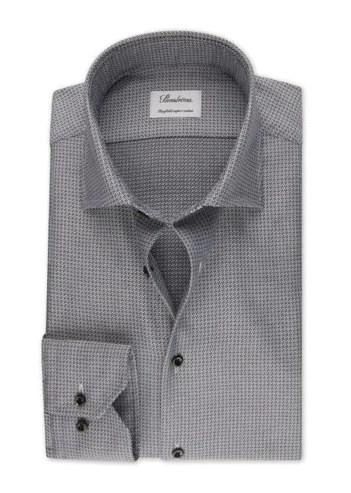 STENSTRÖMS Twill Micro Pattern Shirt Regular - Black