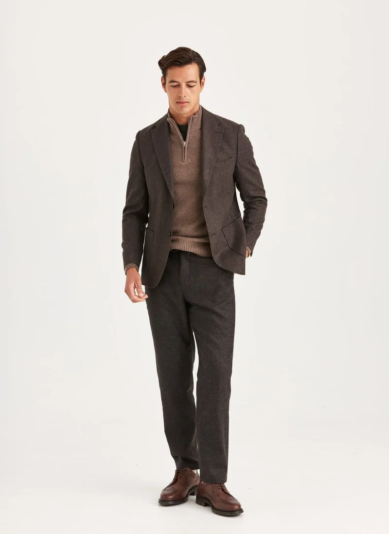 MORRIS Flannel Suit Blazer Slim - Dark Brown