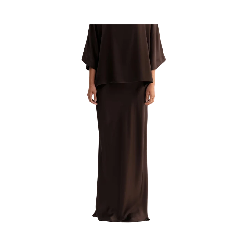Hana Long Logo Skirt - Dark Brown