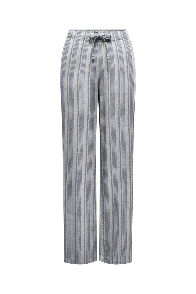 Only - Onlgoa Linen Bl Pull-Up Pant Cc - 4984895 Coronet Blue Bright White