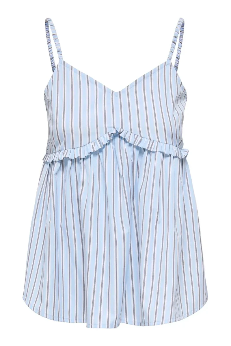 Only - Onlloris Strap Flowy Top - 5045018 Chambray Blue W. Bright White + Black