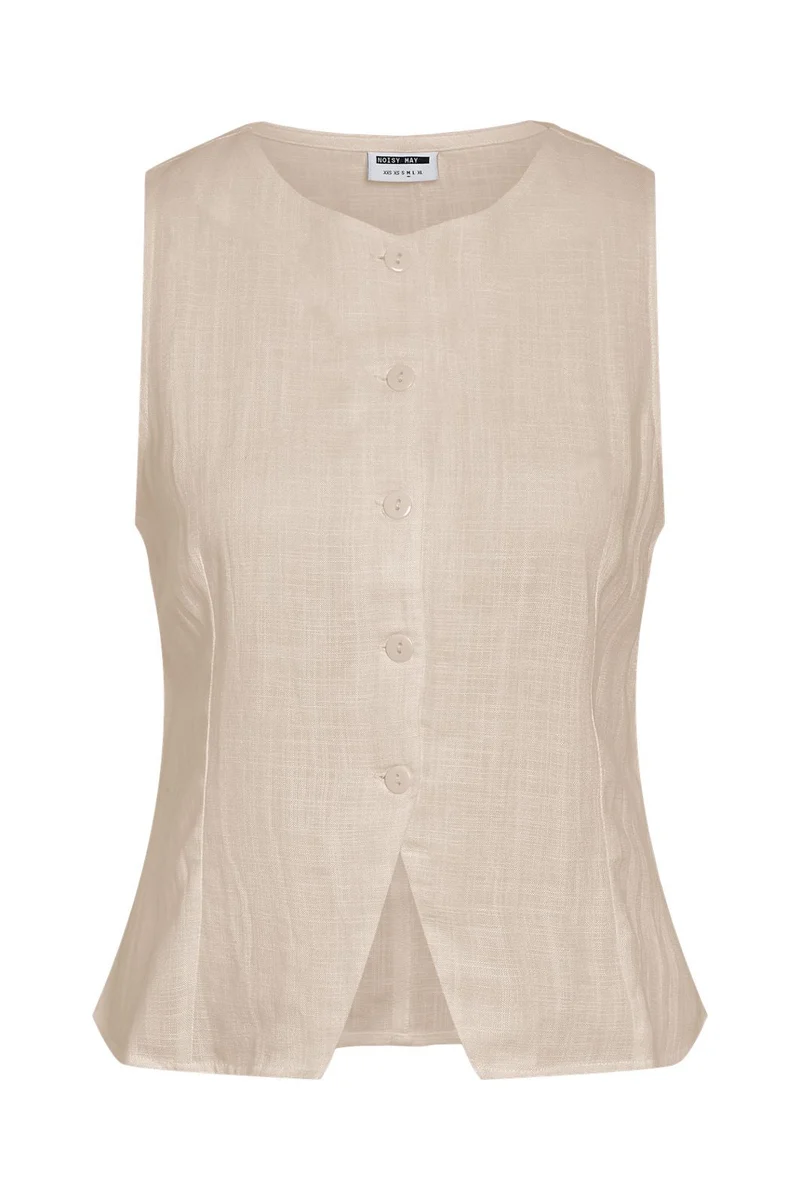 Noisy May - Nmleilani S/L Waistcoat Fwd - 4987318 Natural