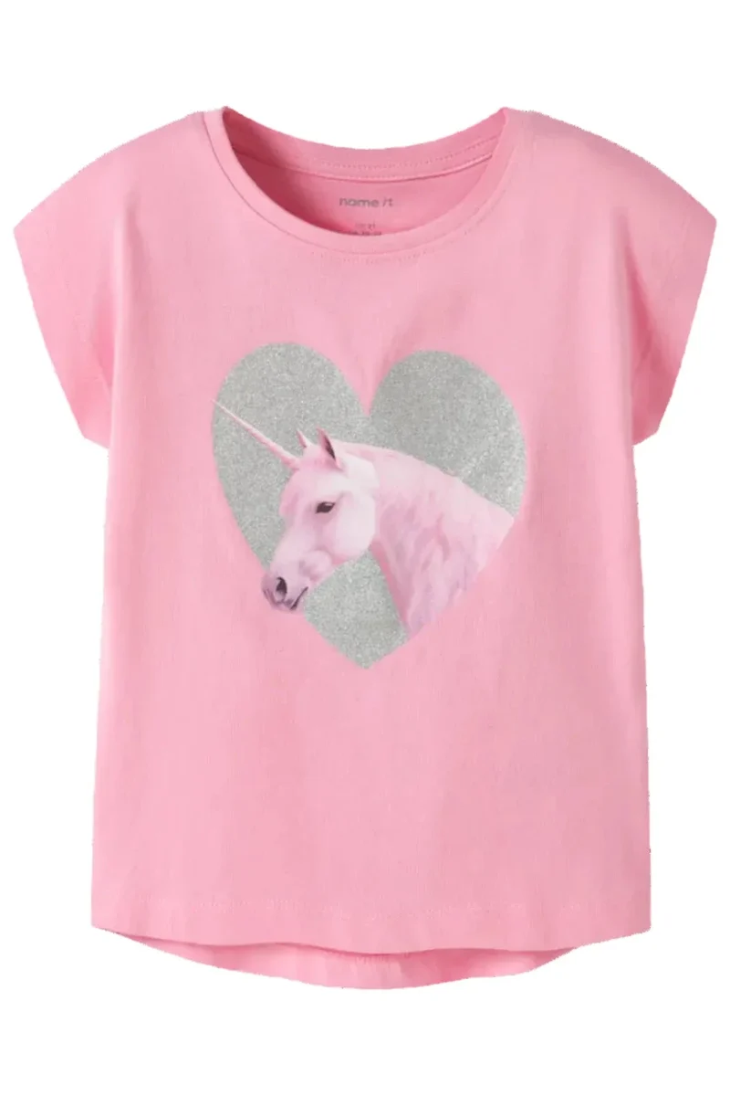 Name It - Nmfvotia Capsl Top - 5058356 Pink Drink Glitter Unicorn