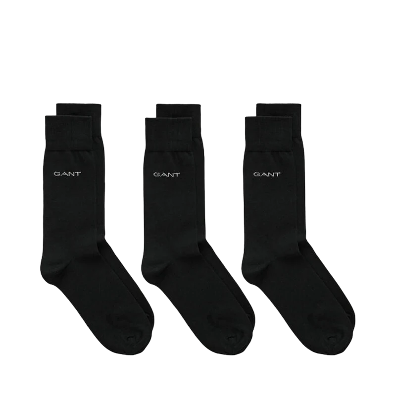 Mercerized Cotton Socks 3-Pack - Black