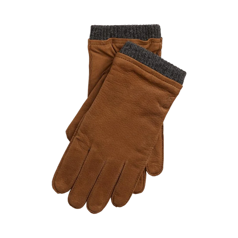 Leather Knit Glove - Brown