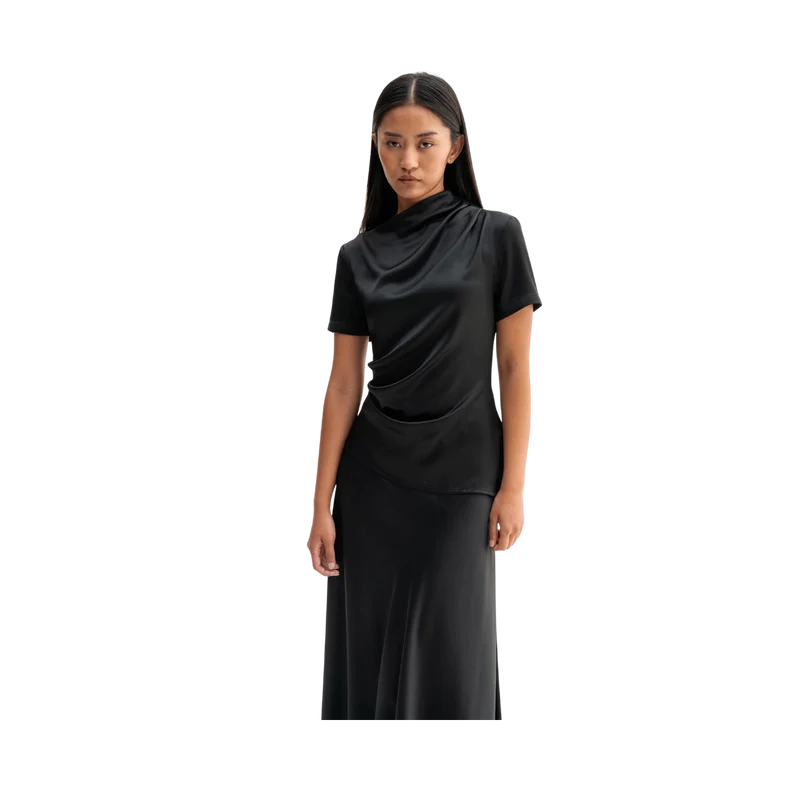 Lizi Satin Tee - Black