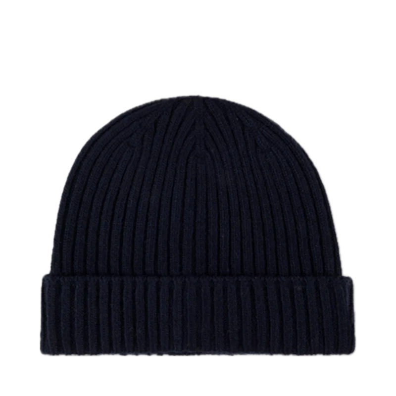 Hat Ribbed Carded Merino Wool - Navy