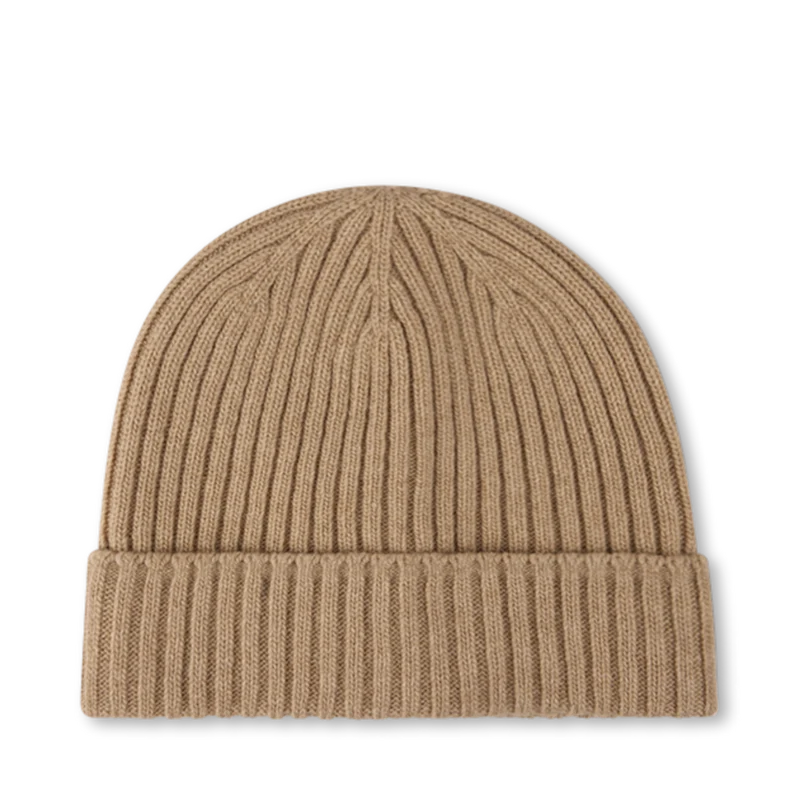 Hat Ribbed Carded Merino Wool - Beige
