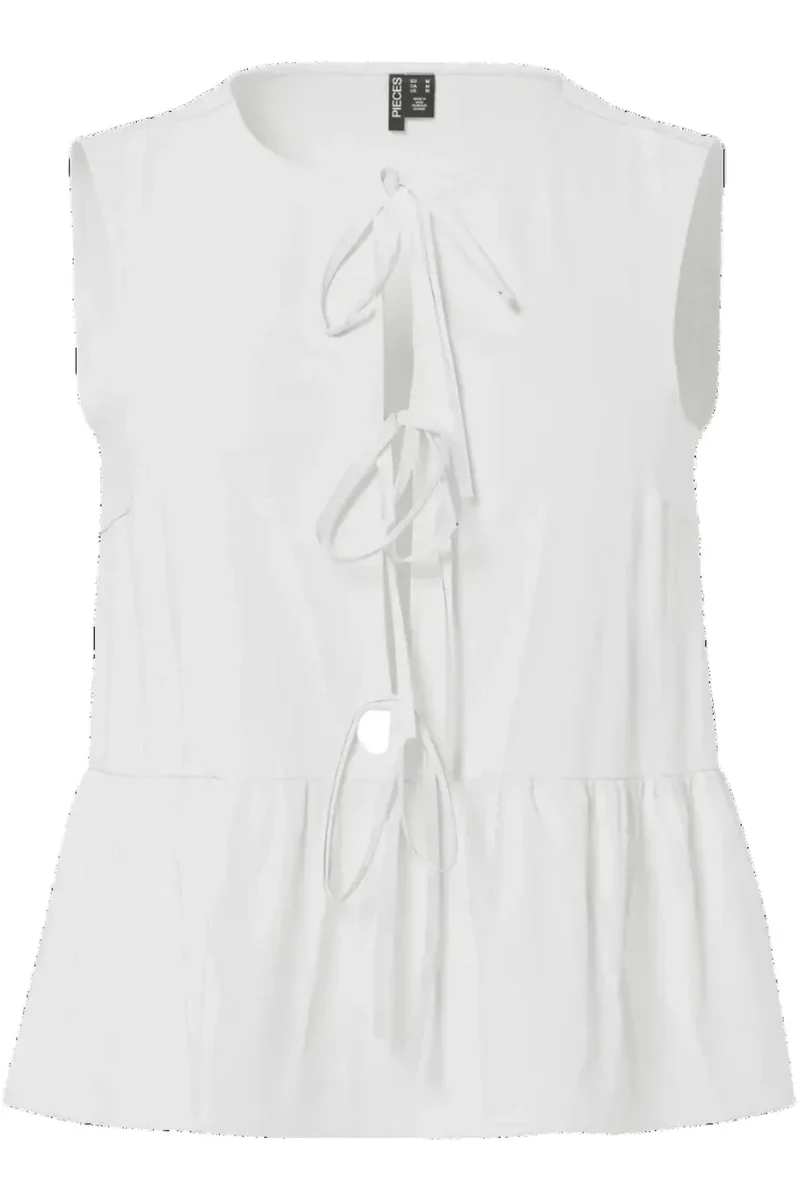 Pieces - Pcjolly Sl Tie Top - 4904304 Bright White