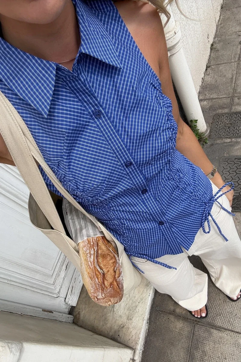 Noella - N-Micaiah Blouse 15590001 - 1458 - Davy Blue Check