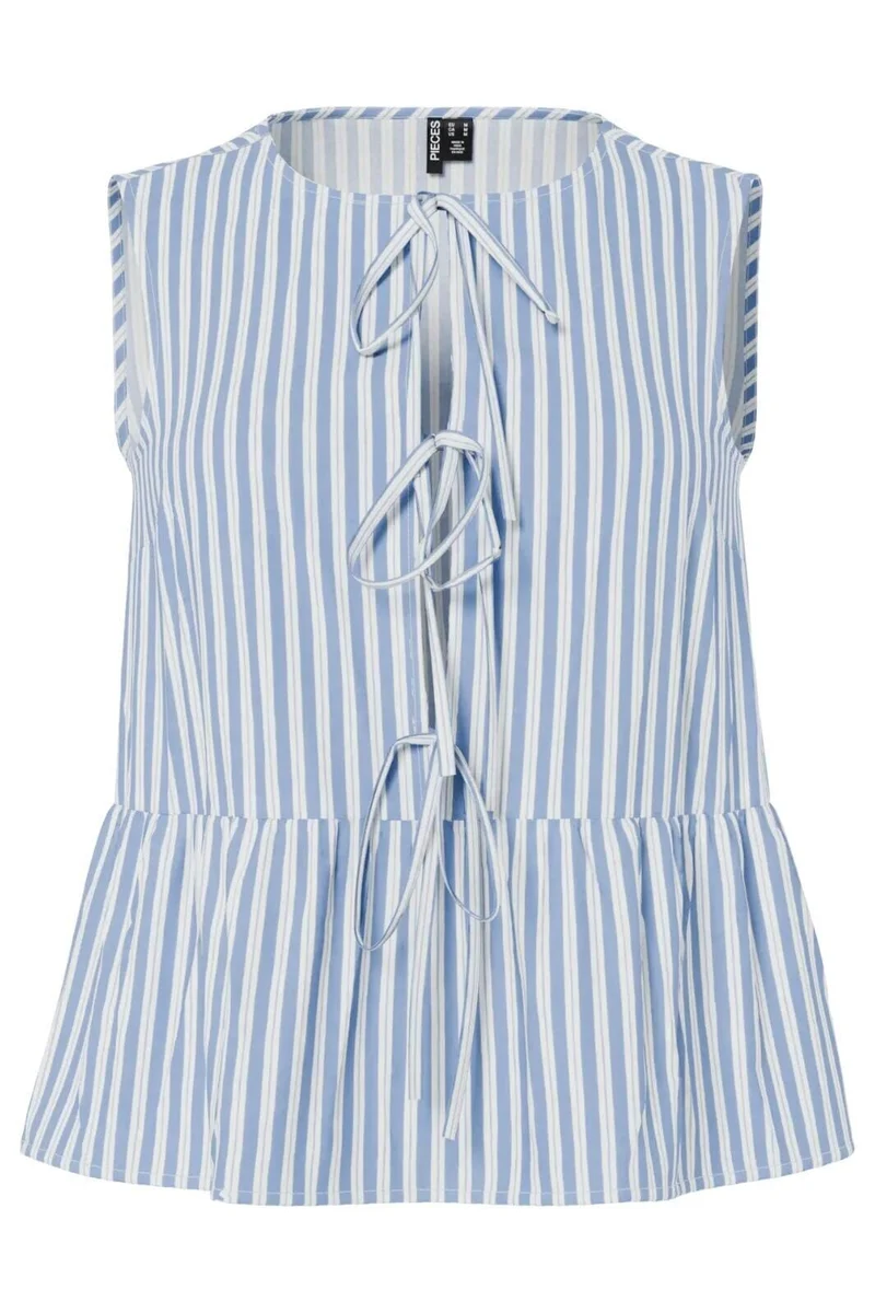 Pieces - Pcjolly Sl Tie Top - 4904306 Hydrangea Bright White