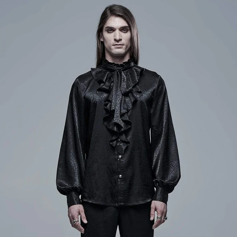 Gothic Ruffles Puffärmad lös skjorta för män