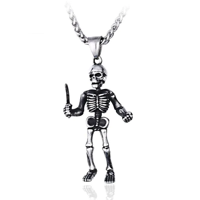 Punk Skull Human Bone Halsband för män