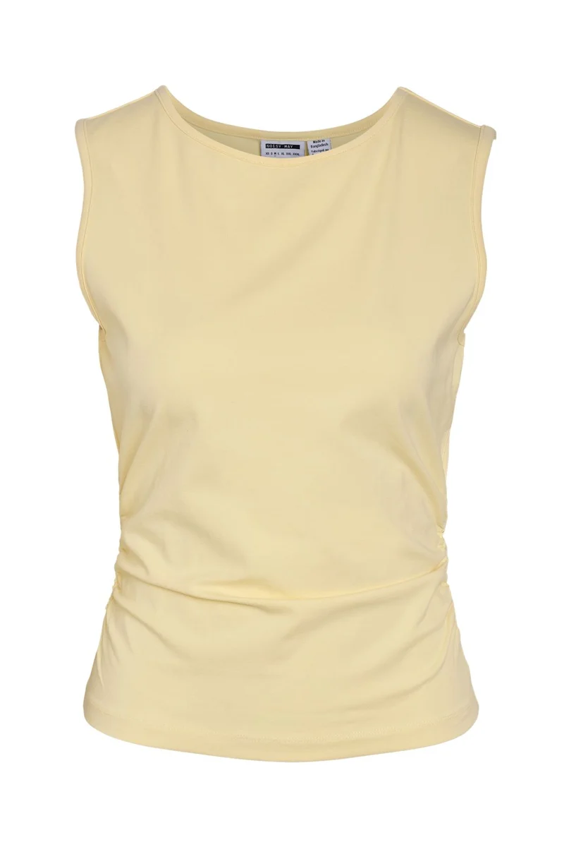 Noisy May - Nmmolly S/L O-Neck Ruching Top - 5025828 French Vanilla