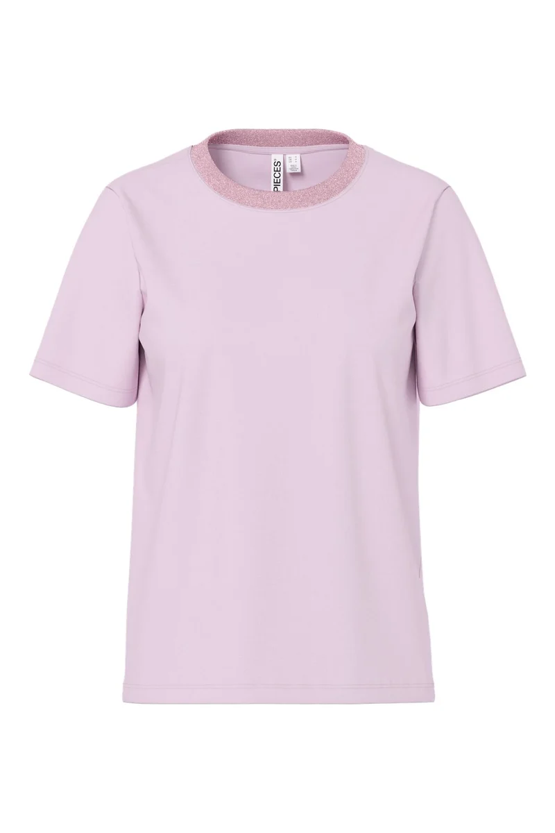 Pieces - Pcria Ss Lurex Neck Tee - 5005605 Winsome Orchid Lurex Rib