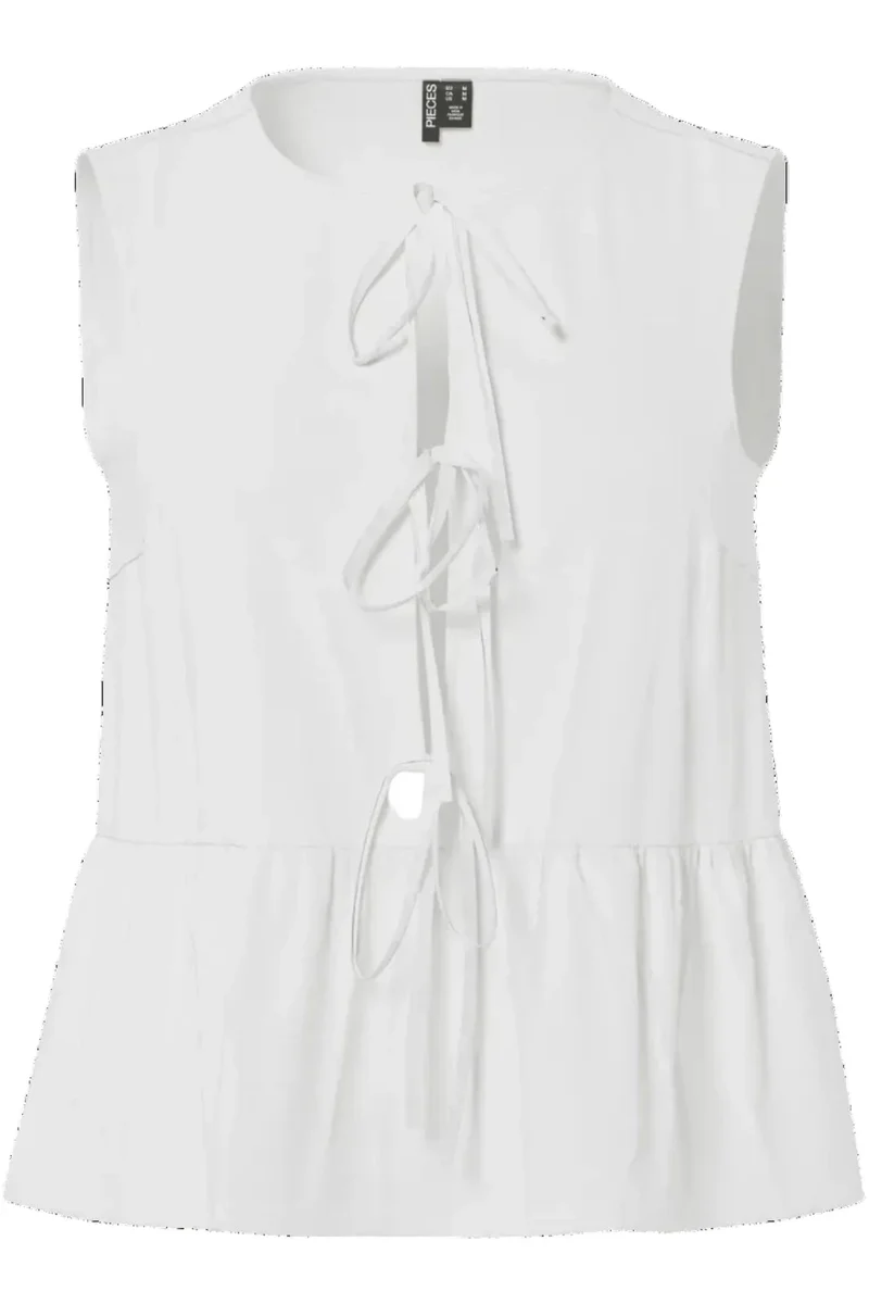 Pieces - Pcjolly Sl Tie Top - 4904304 Bright White