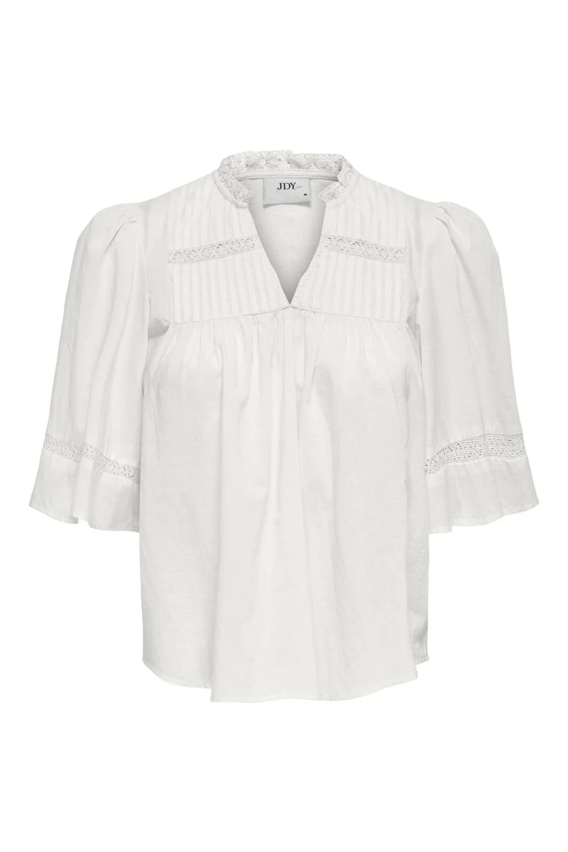 JDY - Jdyjulie 2/4 Lace Detail Top - 5026892 Cloud Dancer