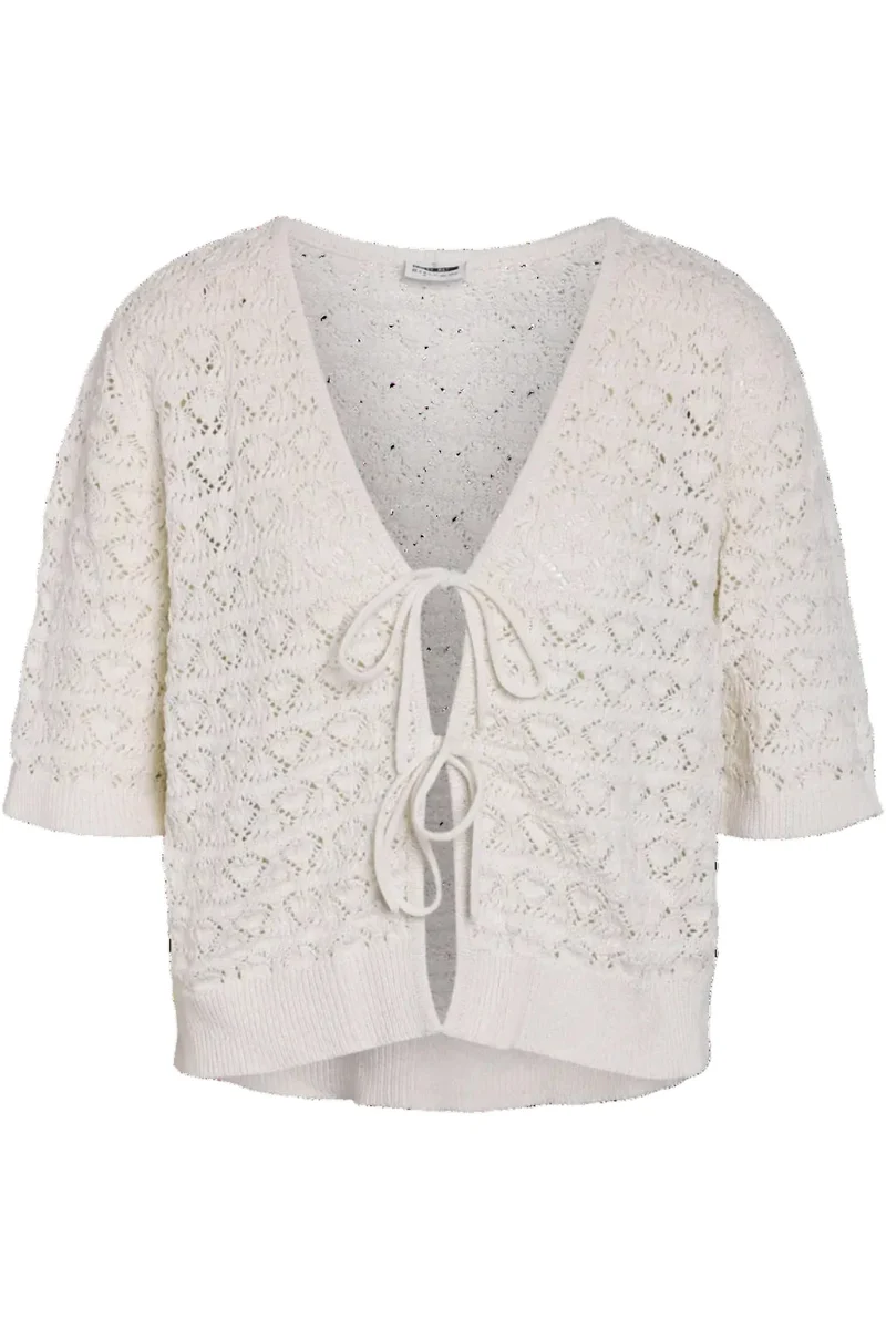 Noisy May - Nmlaika S/S Tie Knit Top Fwd - 4946488 Birch