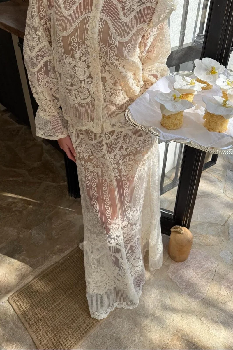 BYIC - Ellinoric Lace Maxi Skirt 2565 - Off White