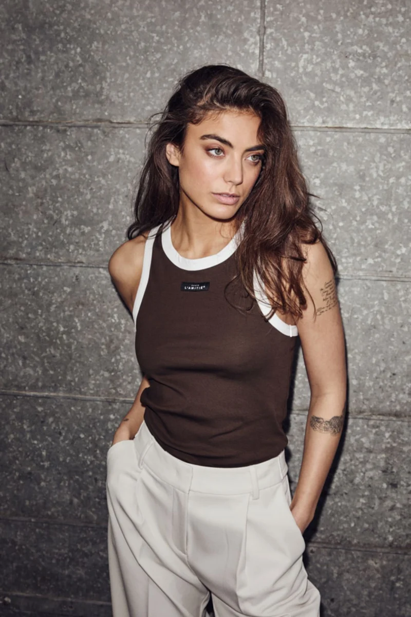 Haute L'Amitié - Neckline Badge Tank HL10149 - Mocca/ Offwhite
