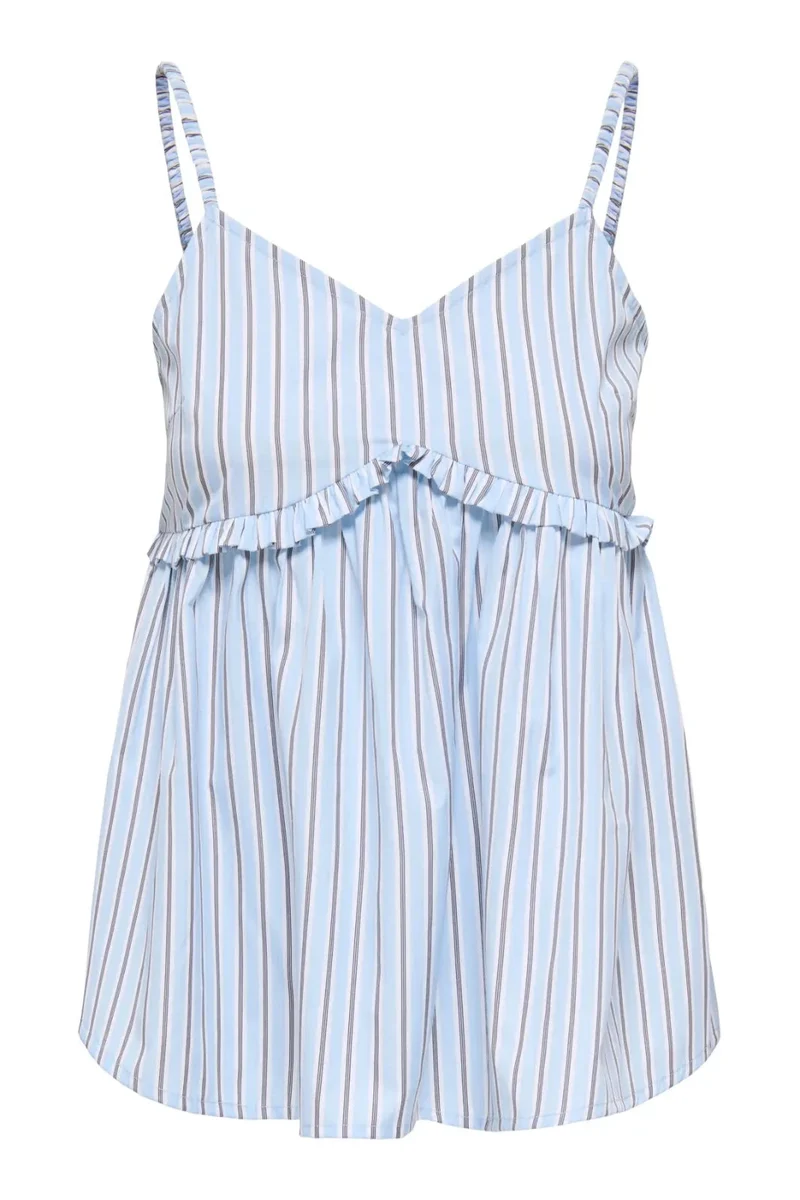Only - Onlloris Strap Flowy Top - 5045018 Chambray Blue W. Bright White + Black