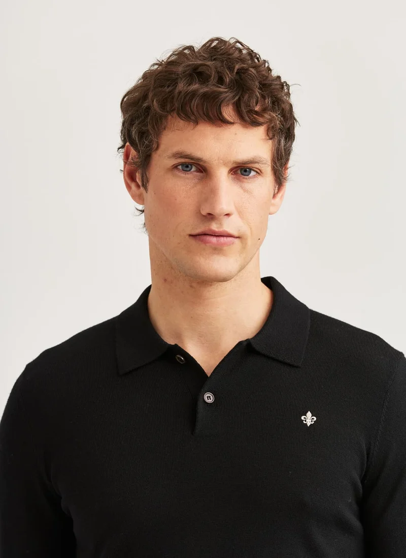 MORRIS Merino Polo Knit - Black