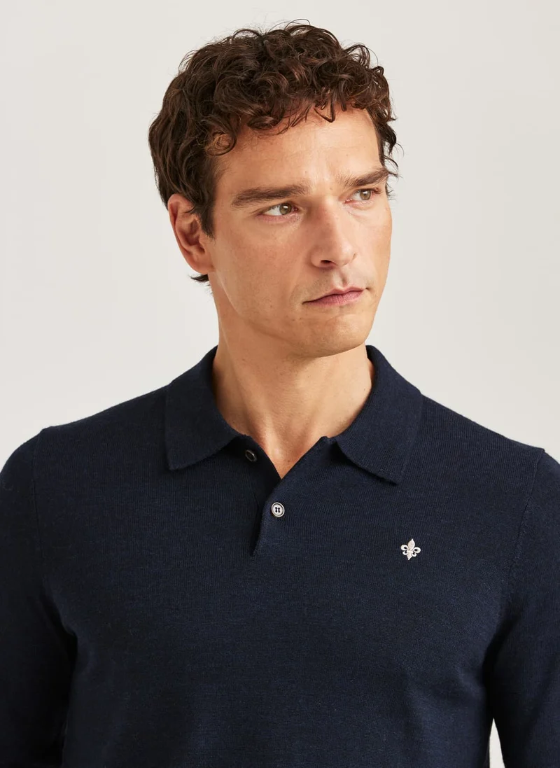 MORRIS Merino Polo Knit - Navy