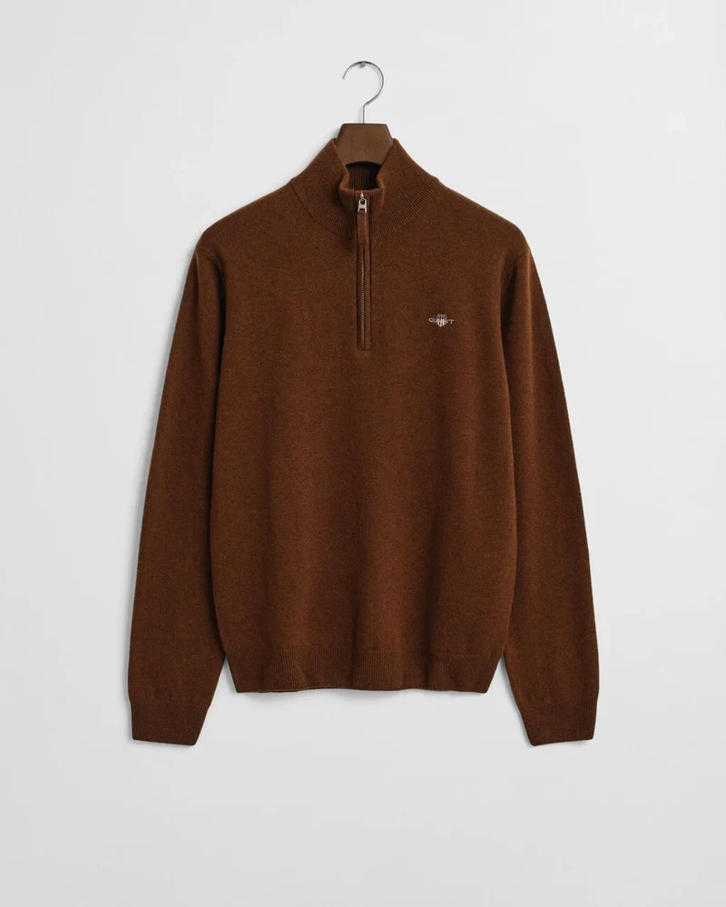 GANT Superfine Lambswool Half Zip - Mahogny Brown