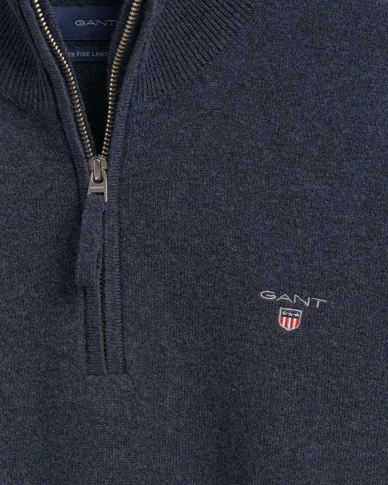 GANT Superfine Lambswool Half Zip - Dark Navy Melange