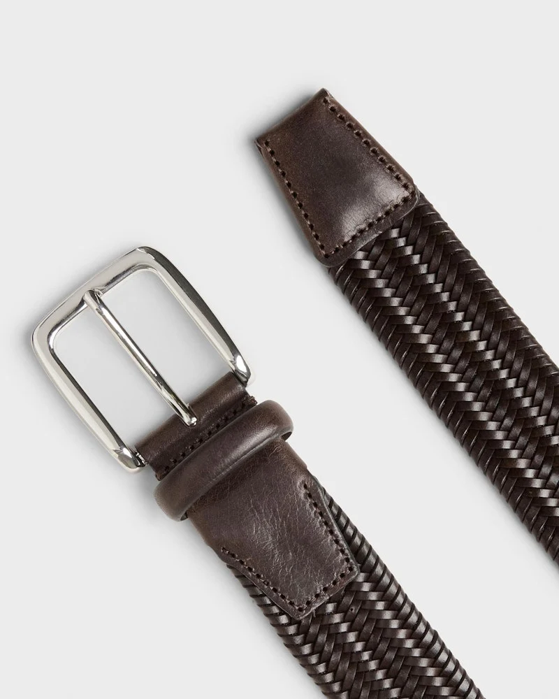 SADDLER Marley Leather Stretch Belt - Dark Brown