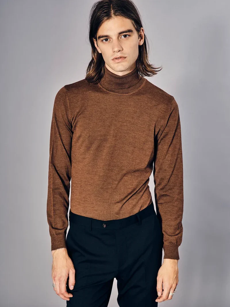 SAND Merino ID Rollerneck - Light Brown