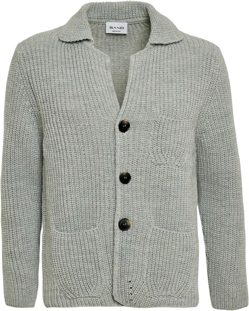 SAND Dean Buttoned Cardigan - Light Grey