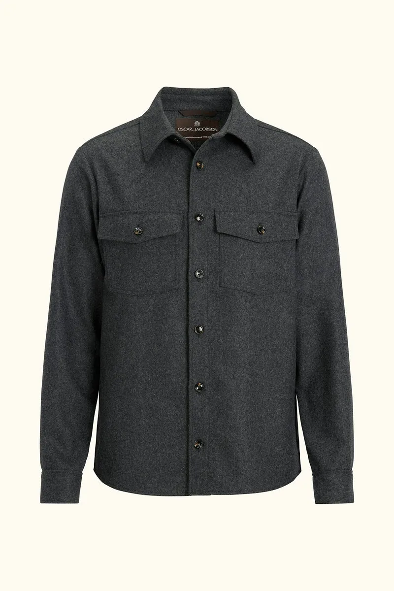 OSCAR JACOBSON Magnus Flannel Overshirt - Grey