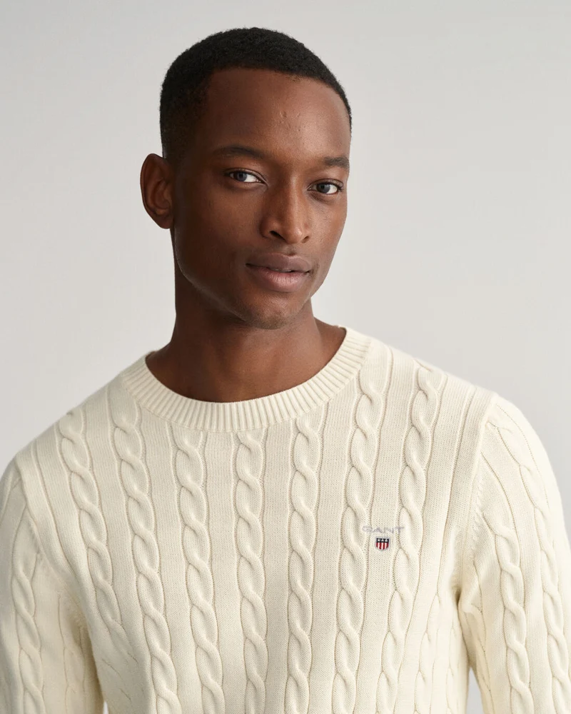 GANT Cotton Cable C-Neck - Cream