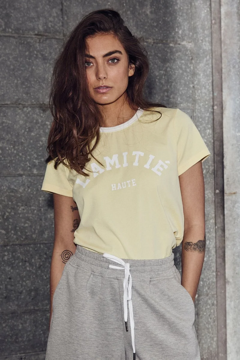 Haute L'Amitié - Neckline Logo Tee HL10006 - Pale Yellow