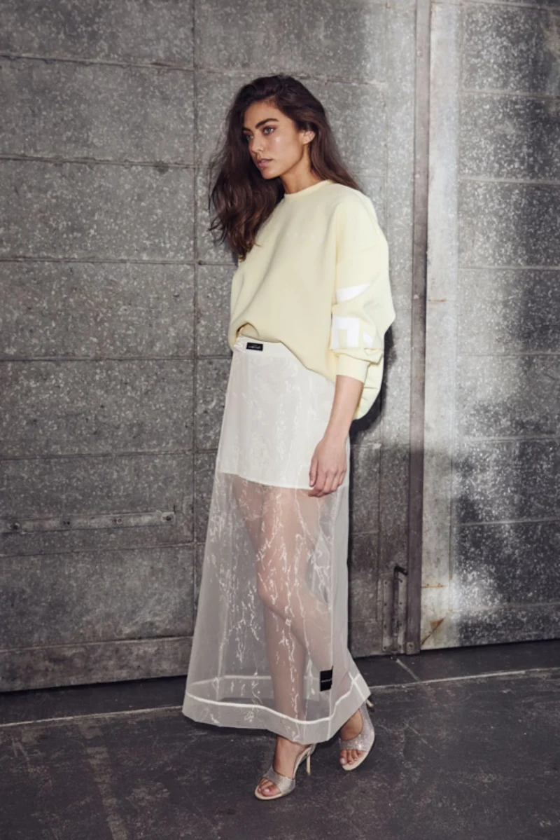 Haute L'Amitié - Organza Pencil Skirt HL10638 - Pale Yellow