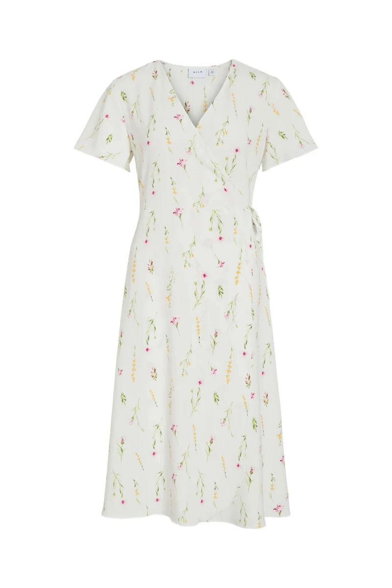 Vila - Vilovie S/S Wrap Midi Dress - 4986253 Snow White Lore