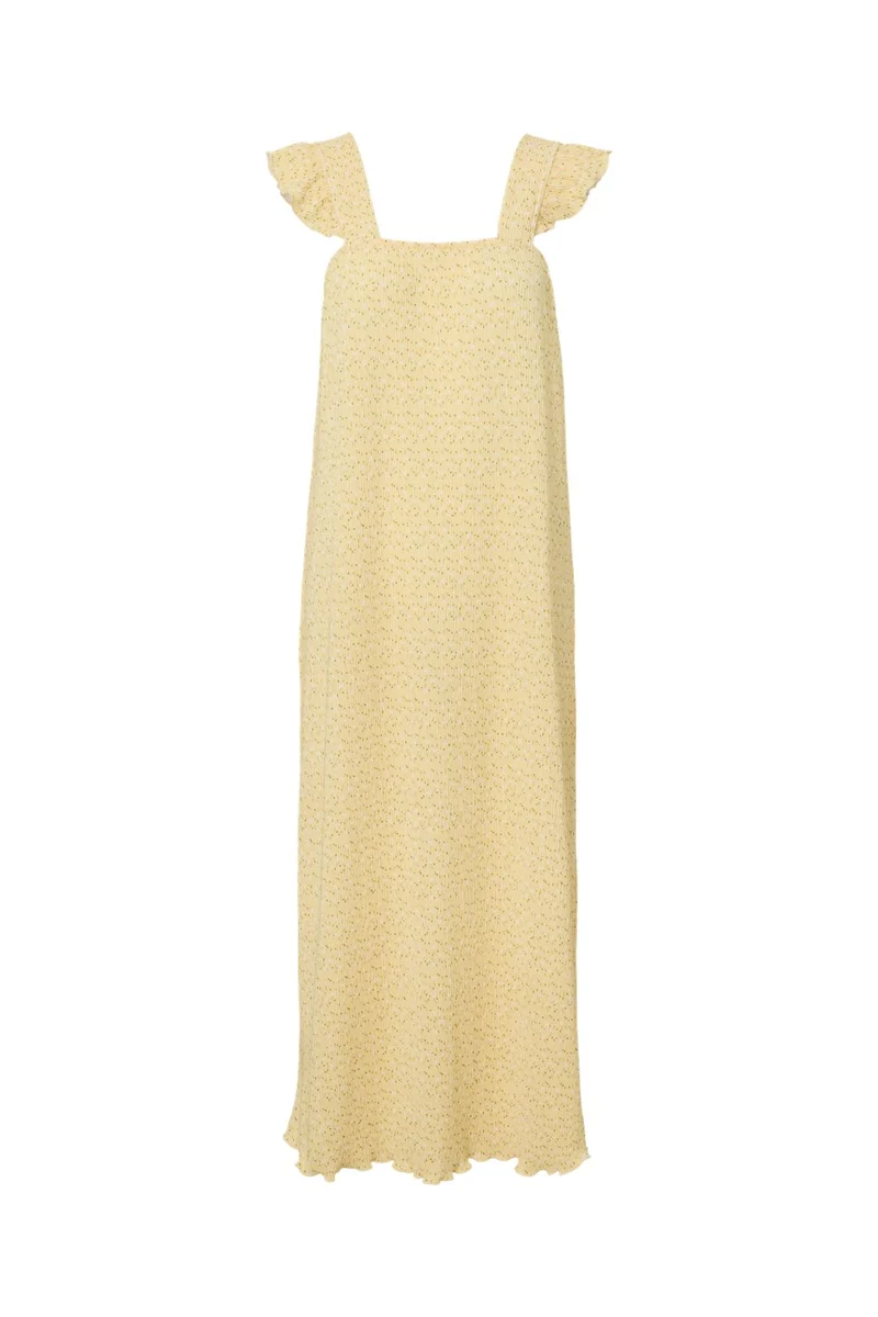 Pieces - Pcflora Strap Flounce Dress Msa - 4963678 French Vanilla Small White Flowers