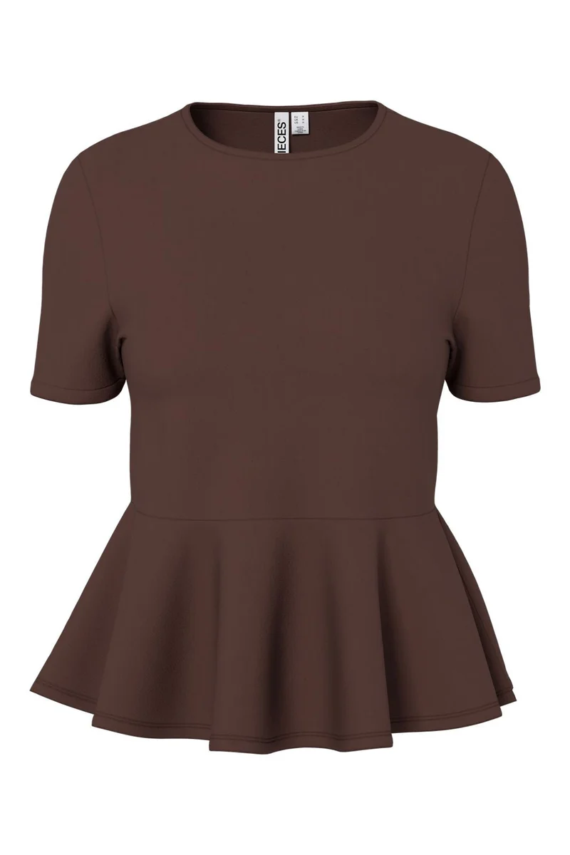 Pieces - Pcalisa Ss Peplum Top - 5082951 Chicory Coffee