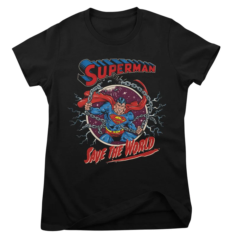 Superman - Save The World Girly Tee