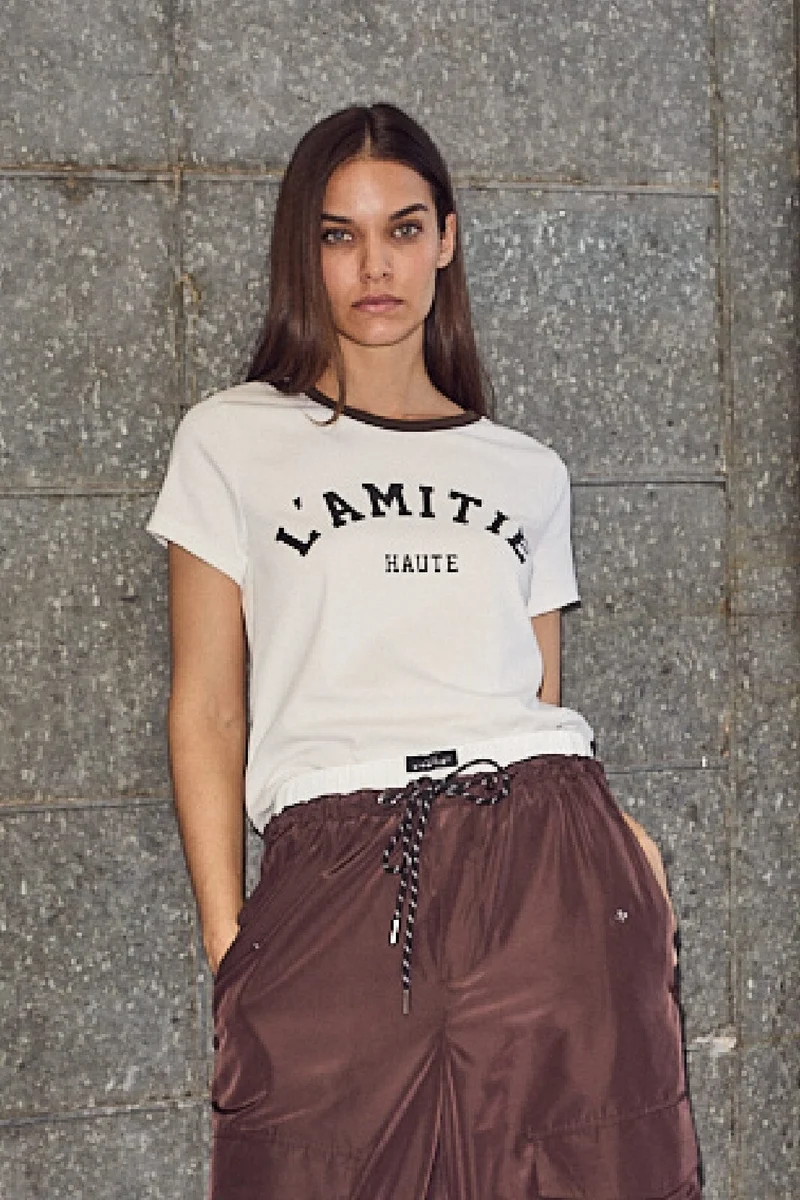 Haute L'Amitié - Neckline Logo Tee HL10006 - Off-White/Mocca