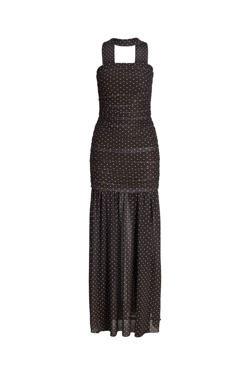 Jjxx - Jxelvira Mesh Sl Scarf Dress - 4954827 Seal Brown Dot