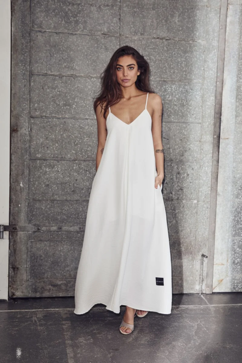 Haute L'Amitié - Corsica Pleat Strap Dress HL10649 - White