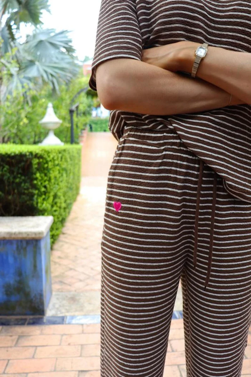 Liberte - Sus-Wide-Pants 22314 - Brown Creme Stripe